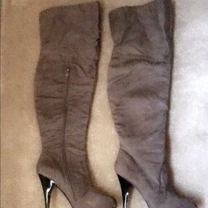 Thigh high grey boots